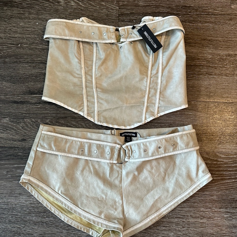 Pretty Little Thing Neutral Tan Women Shorts and Top Set